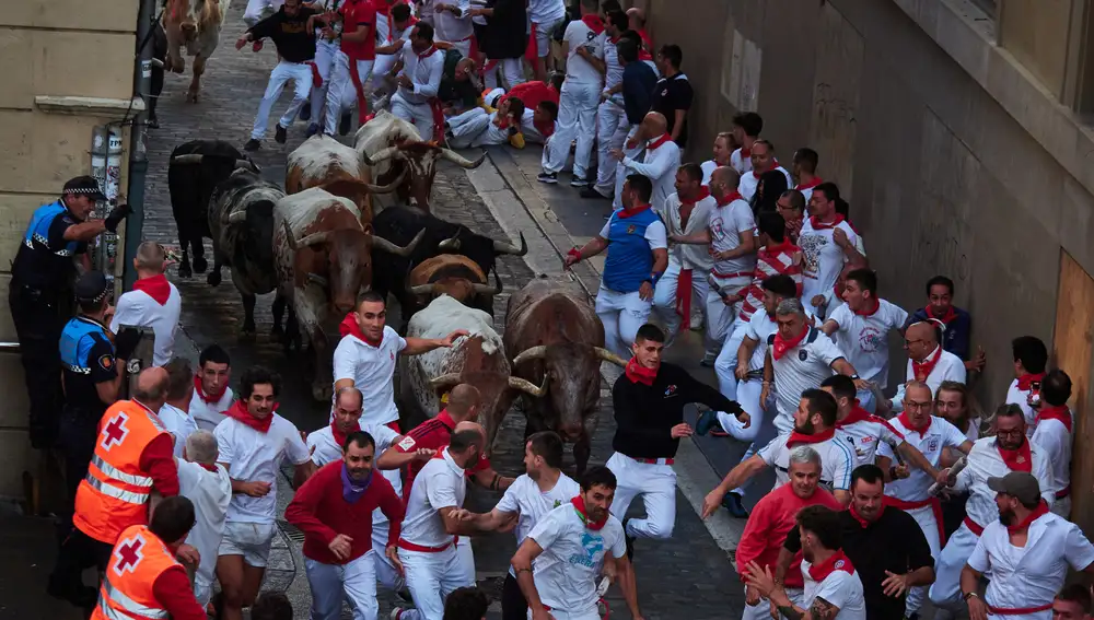 Six blessés lors de la deuxième course de taureaux de Sanfermines