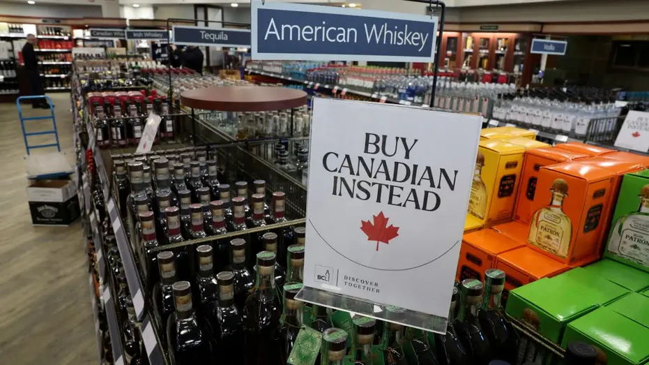Alcool américain dans un magasin d'alcool canadien