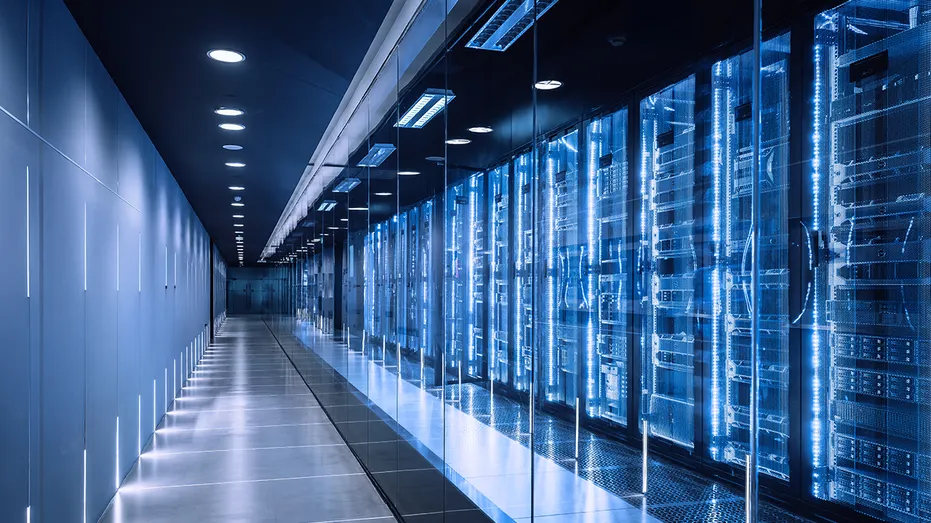 Centre de données de haute technologie avec racks de serveurs