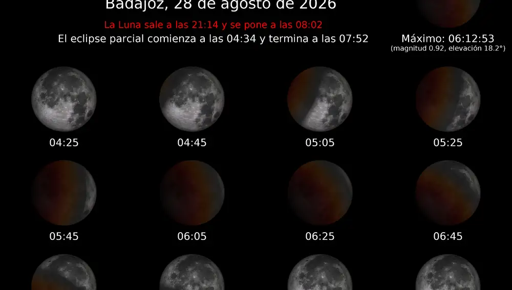 Éclipse lunaire du 28 août Badajoz