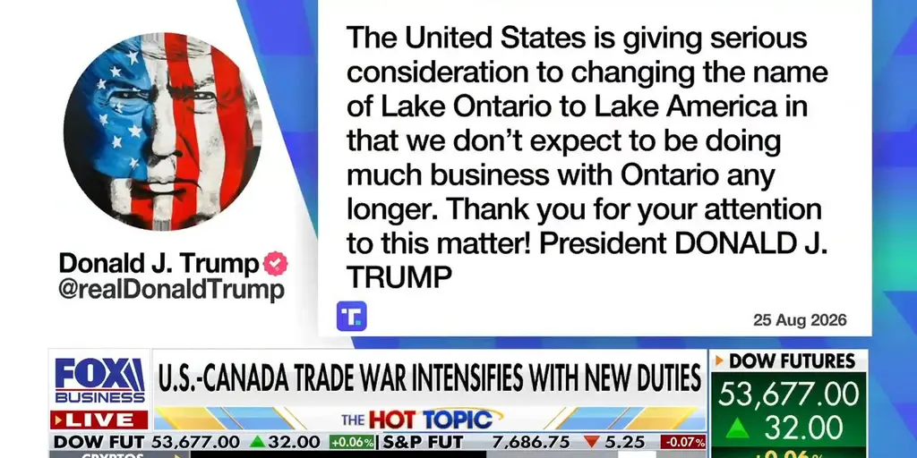 Trump flotte pour renommer le lac Ontario en « Lac Amérique » au milieu de la guerre commerciale avec le Canada