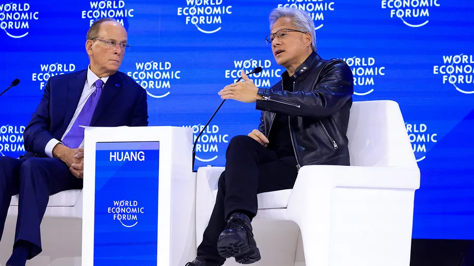 Jensen Huang s'entretient avec Larry Fink au Forum économique mondial