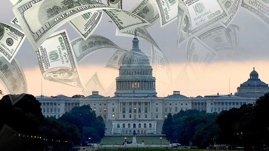 L'argent illustré tombe sur le Capitole à Washington